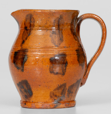 Fine Miniature Redware Pitcher with Profuse Manganese Decoration