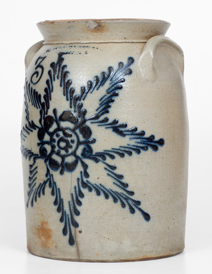 Fine T. HARRINGTON / LYONS Stoneware Jar w/ Elaborate Floral Starburst Decoration