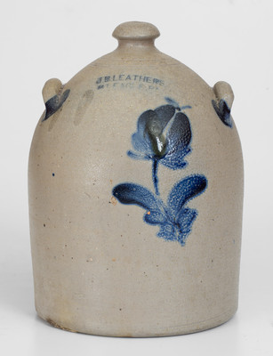 Extremely Rare J. B. LEATHERS / MT. EAGLE, PA Decorated Stoneware Chick Waterer