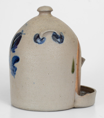 Extremely Rare J. B. LEATHERS / MT. EAGLE, PA Decorated Stoneware Chick Waterer
