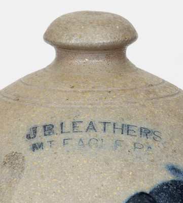 Extremely Rare J. B. LEATHERS / MT. EAGLE, PA Decorated Stoneware Chick Waterer
