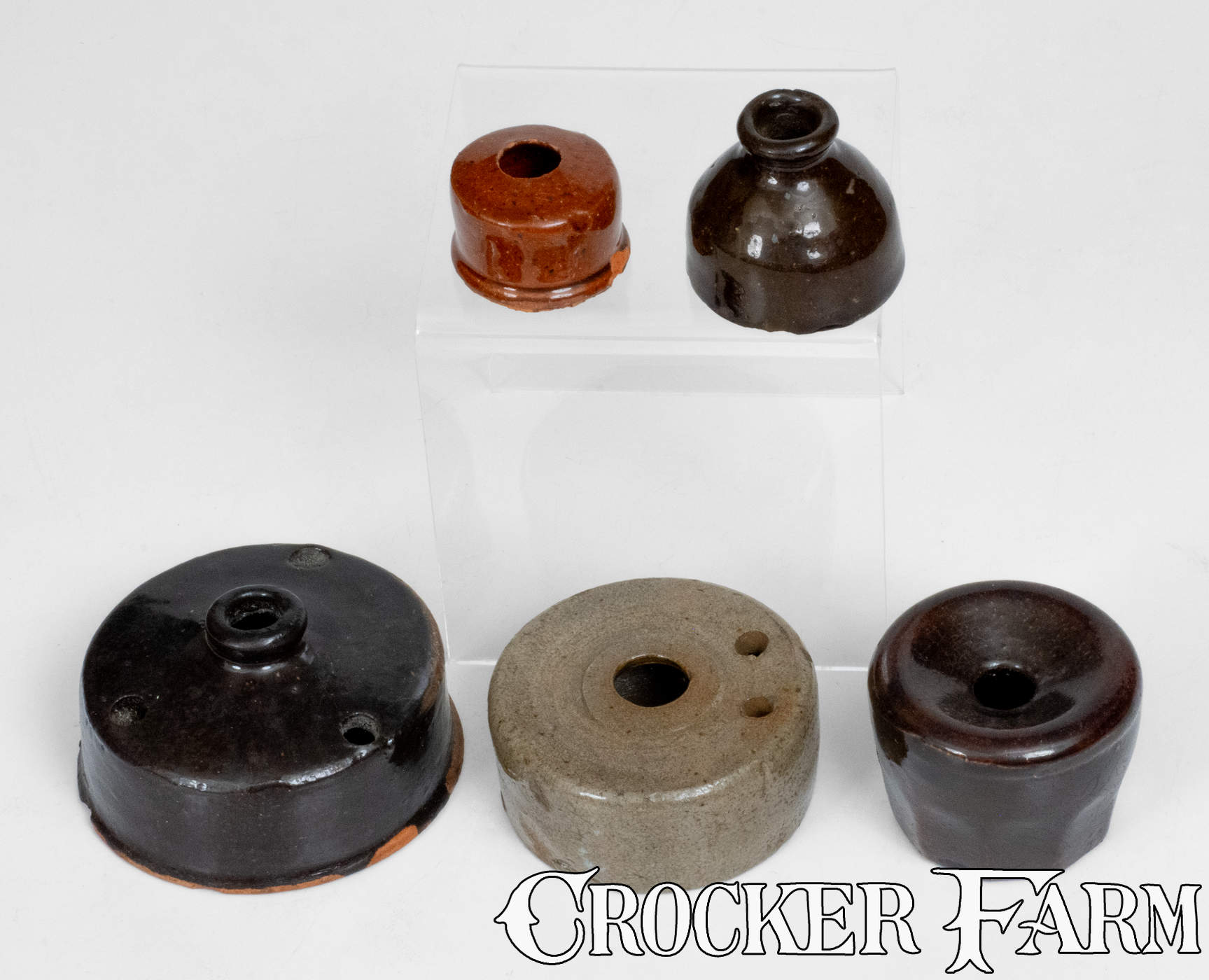Lot of Five: Stoneware and Redware Inkwells -- Lot 543 -- Fall 2023 ...