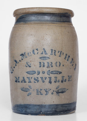 Fine G. A. McCARTHEY & BRO. / MAYSVILLE, KY Stoneware Jar