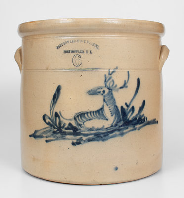 Rare 6 Gal. FORT EDWARD STONEWARE CO. (New York) Stoneware Deer Crock