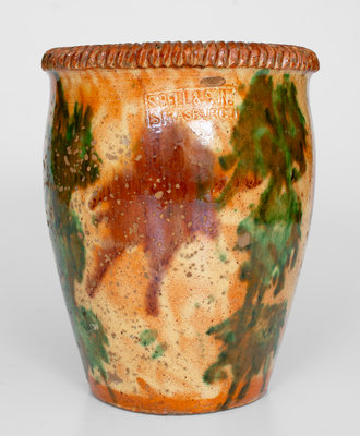 S. BELL & SON / STRASBURG Shenandoah Valley Multi-Glazed Redware Jar