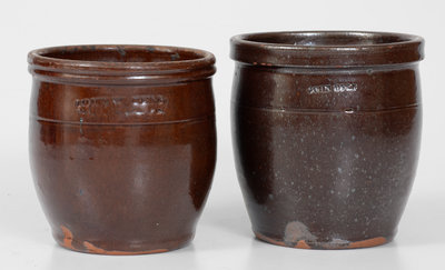 Two Glazed Redware Jars, Bell Pottery, Waynesboro, PA, circa 1850-1895