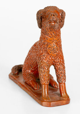 Large-Sized Pennsylvania Redware Figure of a Seated Dog, c1850-85