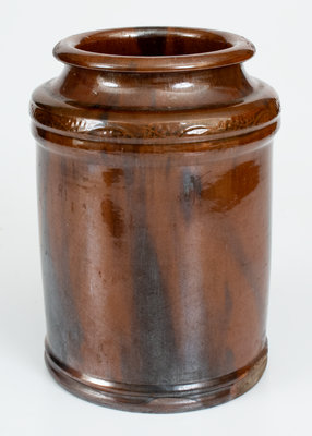 Attrib.  Jacob Heart, Chambersburg, PA Redware Tobacco Jar