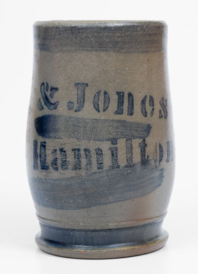 Very Rare Small-Sized HAMILTON & JONES, Greensboro, PA, Stoneware Jar w/ Upside Down Stencil