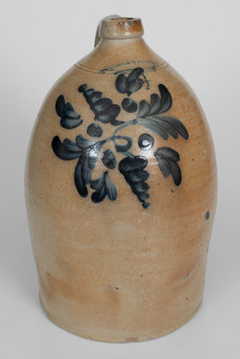 Fine COWDEN & WILCOX. / HARRISBURG, PA Four-Gallon Stoneware Jug w/ Elaborate Decoration