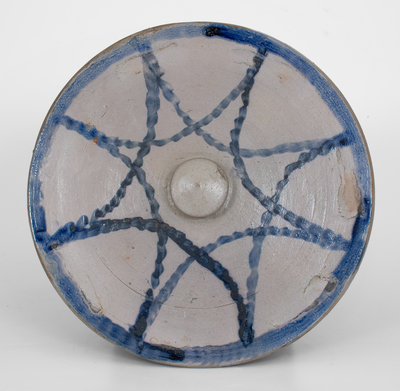 Scarce Baltimore, MD Stoneware Lid with Cobalt Star Decoration