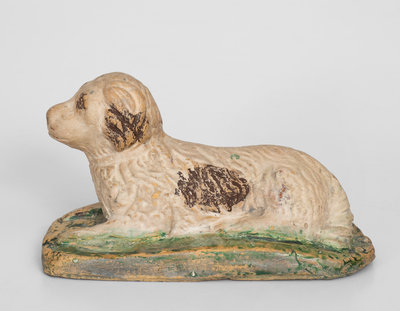 Unusual Small-Sized Cold-Painted Stoneware Dog, Ohio origin