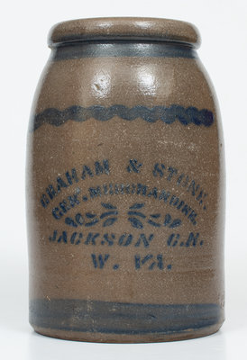 JACKSON COURT HOUSE, W. VA Stoneware Advertising Canning Jar