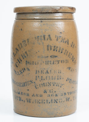 Rare and Fine PHILADELPHIA TEA HOUSE (Wheeling, WV) Jar w/ Reverse HAMILTON & JONES Stencil