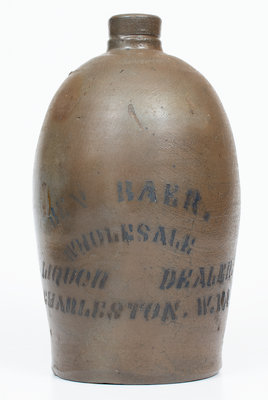 Half-Gallon CHARLESTON, W. VA Stoneware Advertising Jug