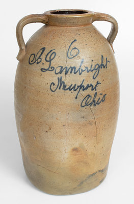 J. Lambright / Newport, Ohio Six-Gallon Open-Handled Stoneware Jar