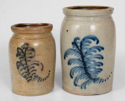 Lot of 2: 1/4 and 1/2 Gallon Stoneware Jars, probably NJ origin