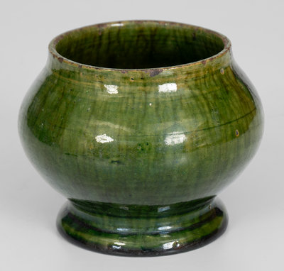 Unusual Green-Glazed Redware Sugar Bowl, American, 19th century