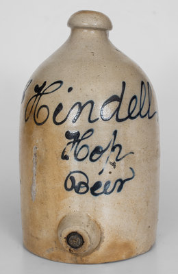 Very Rare J. Hindell / Hop Beer Stoneware Script Advertising Jug Cooler