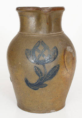 Midwestern Stoneware Pitcher with Incised Floral Decoration