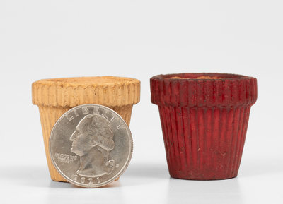 Lot of Two: Rare Miniature Molded Stoneware Flowerpots att. J. Swank, Johnstown, PA