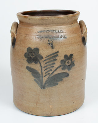 2 Gal. COWDEN & WILCOX / HARRISBURG, PA Stoneware Jar w/ Daisy Decoration