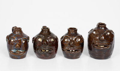 Lot of Four: Small-Sized Marie Rogers Face Jugs