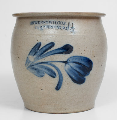 1 1/2 Gal. COWDEN & WILCOX / HARRISBURG, PA Stoneware Jar