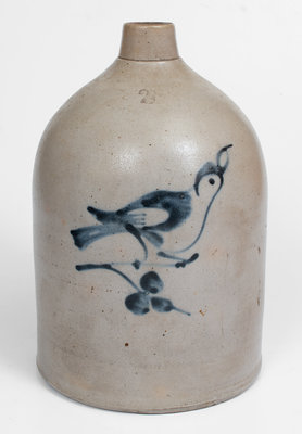 2 Gal. Stoneware Jug with Bird Decoration attrib. Fulper, Flemington, NJ