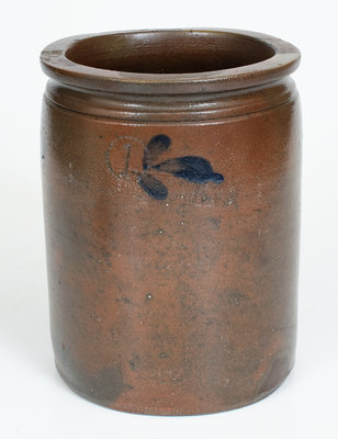 One-Gallon S.H. SONNER / STRASBURG, VA Stoneware Jar w/ Cobalt Floral Decoration