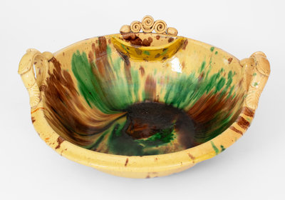 Multi-Glazed Shenandoah Valley Redware Washbowl, Strasburg, VA, circa 1890