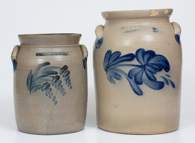 Lot of Two: COWDEN & WILCOX / HARRISBURG, PA Stoneware Jars w/ Floral Decoration