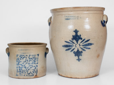 Lot of Two: F. H. COWDEN / HARRISBURG, PA Stoneware Crocks with Stenciled Decoration