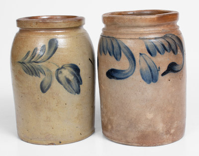 Lot of Two: Richard Remmey, Philadelphia, PA Stoneware Jars w/ Floral Decoration