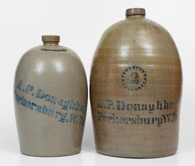 Lot of Two: A. P. DONAGHHO / PARKERSBURG, West Virginia Stoneware Jugs