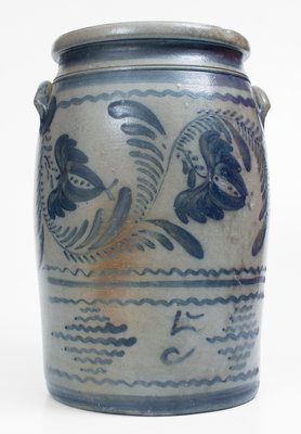 5 Gal. Western PA Stoneware Jar w/ Elaborate Freehand Decoration