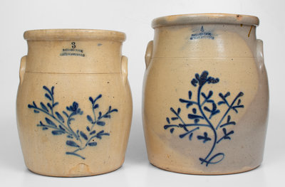 Lot of Two: BALLARD VALE / STONEWARE MF.G.C Jars w/ Elaborate Vine Decoration