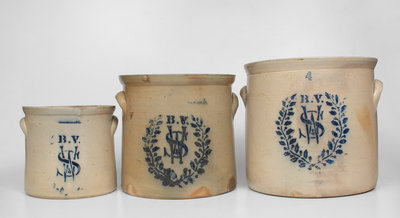 Lot of Three: Unusual Ballardvale, Massachusetts Stoneware Crocks