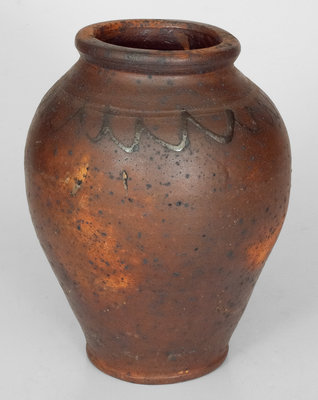 Unusual Early Stoneware Jar with Slip-Trailed Decoration