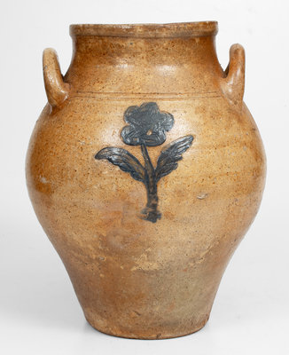 Attrib. Jonathan Fenton (Boston, Mass.) Stoneware Jar w/ Impressed Floral Decoration, late 18th century