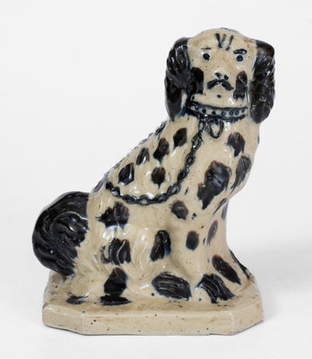 Fine Elaborate Midwestern Stoneware Spaniel Figure, late 19th century