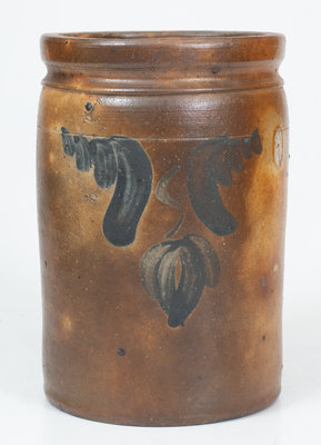 SOLOMON BELL / STRASBURG, VA Stoneware Jar w/ Floral Decoration, circa 1850-1880