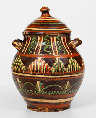 Alamance County, North Carolina Redware Sugar Jar, Loy / Albright Families, late 18th century