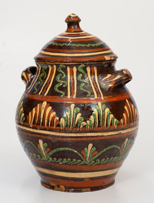 Outstanding Alamance County, North Carolina Redware Lidded Sugar Jar