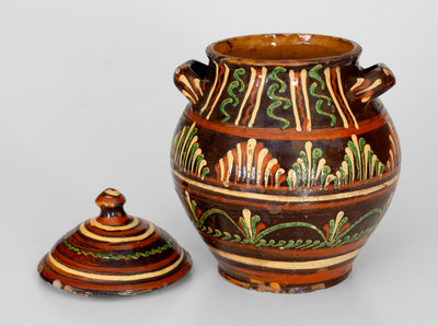 Outstanding Alamance County, North Carolina Redware Lidded Sugar Jar