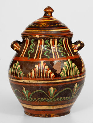 Outstanding Alamance County, North Carolina Redware Lidded Sugar Jar
