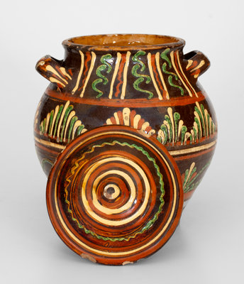 Outstanding Alamance County, North Carolina Redware Lidded Sugar Jar