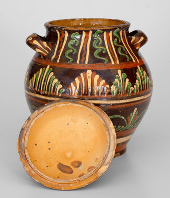Outstanding Alamance County, North Carolina Redware Lidded Sugar Jar