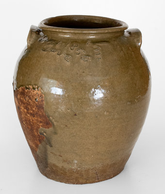  Decr. 4 1856 / Dave / Lm Stoneware Jar by David Drake at Lewis Miless Stony Bluff Manufactory, Horse Creek Valley, Edgefield District, SC