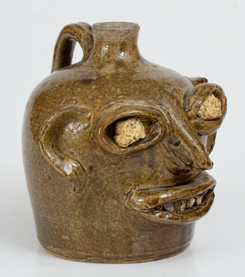 Extremely Rare Cheever and Lanier Meaders Rock Eye and Tooth Face Jug, c1967